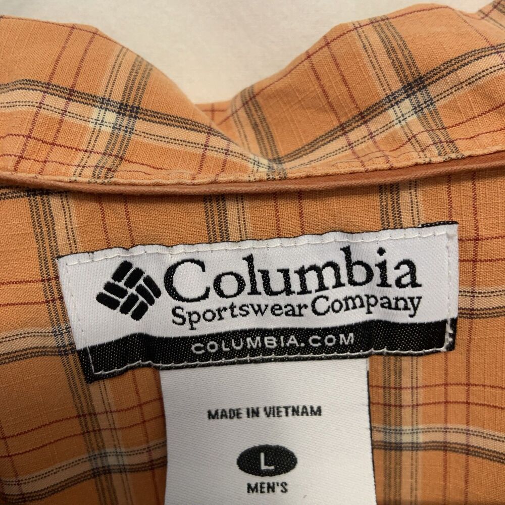 Columbia Sportswear Co. Button up Shirt Short Sleeve Orange Cotton Men's Large - Picture 5 of 6